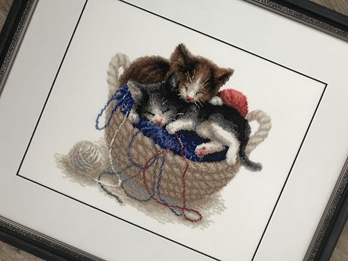 RIOLIS 1724 Kittens in A Basket Counted Cross Stitch Kit 11.81 x 9.45 in - style: Kittens In A Basket 1724
