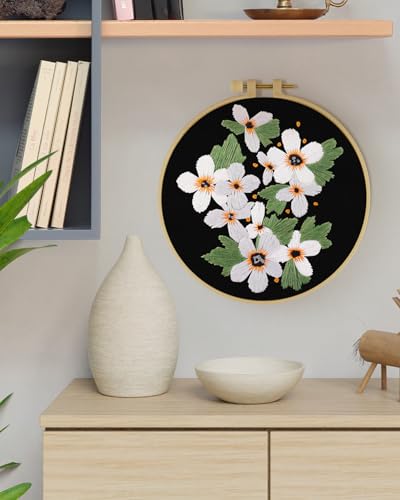 ERKOON Embroidery Kit for Beginners, Flower Cross Stitch Set Include Embroidery Cloth Hoops Threads for Craft Lover Hand Stitch with Embroidery Skill Techniques (Wildflowers) - color: Wildflowers