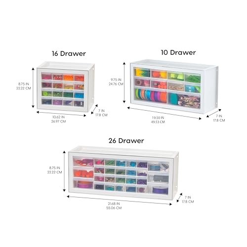 IRIS USA 16-Drawer Small Drawer Organizer, Craft Desk Storage, White - color: White, size: 16 Drawer