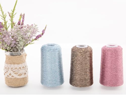 2 Balls Sequin Sparkle Lurex Yarn, Shining Glitter Metallic Knitting-in Accessory Yarn Thread for Knitting and Crochet Sweater Shawl 5000 Yards (1, Navy Glitter) - color: Navy Glitter