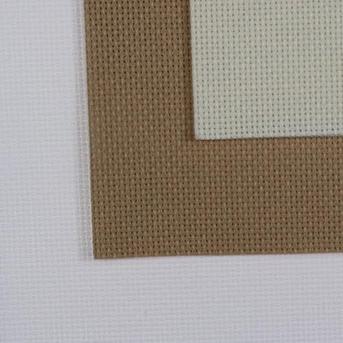 KCS 3 pc of 12" x 18"(30cmx45cm) 18CT Counted Cotton Aida Cloth Cross Stitch Fabric (White+Cream+Khaki) - color: White+cream+khaki