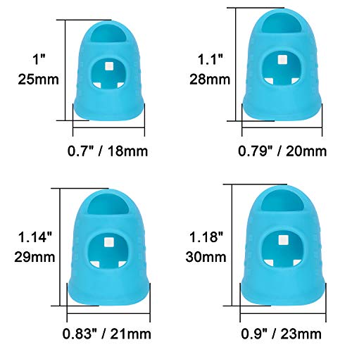 Wisdompro 16 Pcs Finger Tips, 4 Sizes Thimble Fingertip Grips - Blue, Aqua - color: Blue & Aqua