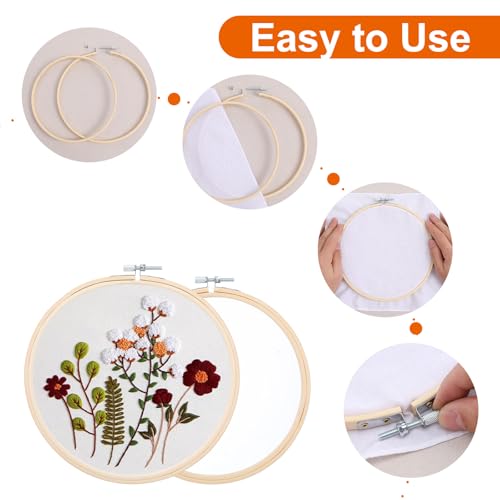 Ckhoid 18PCS Bamboo Embroidery Hoops Set Wood Circle Hoop Ring
