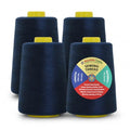 Mandala Crafts 20S/2 Navy Blue Polyester 4 Pack of Serger Threads Cones - color: Navy Blue, size: Pack of 4 20S/2 24000 YDs