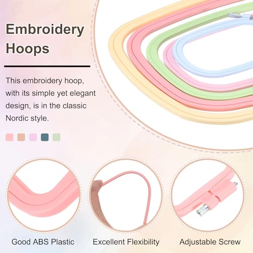 PATIKIL 5 Pieces 2.8" x 3" Square Embroidery Hoops, Adjustable Cross Stitch Hoops Ring ABS Plastic Embroidery Frame Punch Needle Hoop for Sewing, Needlework, DIY Craft, Multicolored - color: Beige/Red/Light Purple/Blue/Green, size: 2.8" x 3"