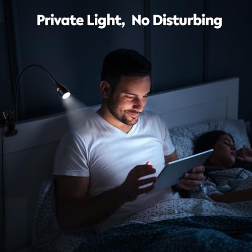 acegoo Minimalist Clip On Reading Light, Head Switch Headboard Book Lamp - color: Black