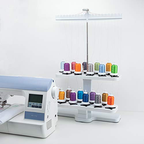 Sew Tech 20 Spool Thread Stand for Embroidery Machine Sewing Quilting Serger Machine, Height Adjustable Cone Thread Holder for Smoother Feed, Large Spool Holder for Brother Singer Babylock Bernina etc