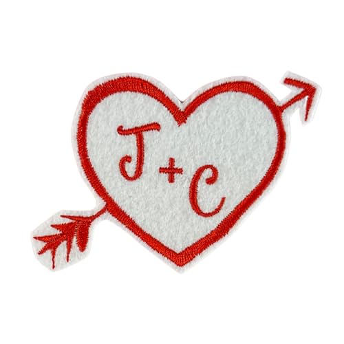 Custom Felt Heart with Arrow Iron-On Patch - with Your Initials - (1 Patch)