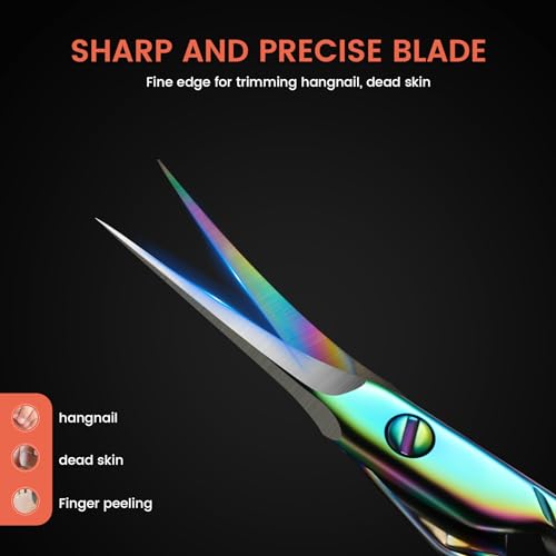 BEZOX Curved Cuticle Scissors - Precision Manicure Scissor Nail Cuticle Trimmer, Professional Stainless Steel Nail Scissors for Cuticle Care, Cuticle Cutter Small Scissors for Women - Rainbow - color: Rainbow