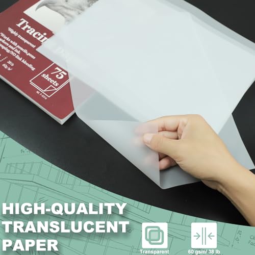 SuFly Tracing Paper for Drawing, 9'' X 12'' Tracing Paper Pad, 75 Sheets - color: Clear, size: 9 in. x 12 in. (1 Pack)