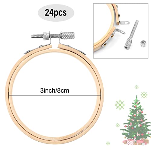 Sawysine 48 Pcs Embroidery Hoop Bulk Tiny Wooden for Cross ,3 Inch