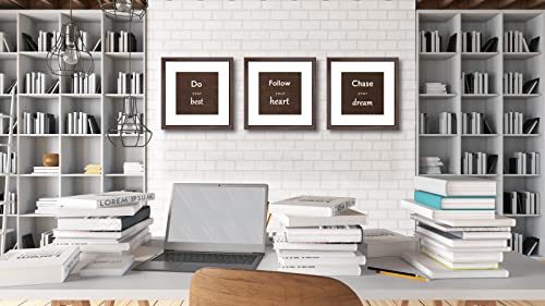 12x12 Walnut Picture Frame Set of 3 for Pictures 8x8 with Mat or 12x12 Without Mat,Wall or Tabletop Gallery Photo Frames with Real Glass - color: Walnut, size: 12x12(set of 3)