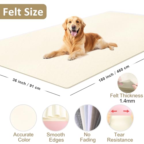 XSEINO Ivory Felt Fabric 180" X 36 "(5 Square Yards), 1.4 mm Thick Soft Felt Fabric Sheet for Crafts, White Series Colors Soft Nonwoven Fabric, Fit for Decoration, Sewing, DIY Crafts - color: Ivory, size: 5 yard pre cut