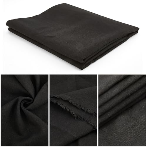 59 Inch Black Linen Cotton Canvas Embroidery Fabric by The Yard Solid Color Blend Quilting Clothes Fabrics for Sewing Making Needlework Furniture Cover Clothes Home Decor Art Crafts Supply - color: Black, size: 1500x1000mm