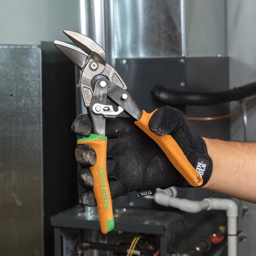 Klein Tools 2401R Right-Cutting Offset Snips, Aviation Tin Snips with Forged Blade for Precision Sheet Metal Cutting - style: Right-Cutting