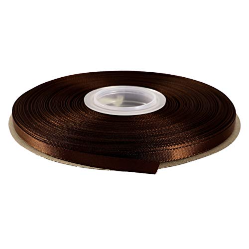 ITIsparkle 1/4" Inch Double Faced Satin Ribbon 50 Yards-Roll Set for Gift Wrapping Scrap Books Party Favor Hair Braids Baby Shower Decoration Floral Arrangement Craft Supplies, Brown Ribbon - color: Brown