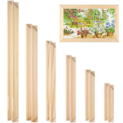Needlepoint Stretcher Bar Set, 6 Sizes, Rectangle Canvas Stretcher Bars, Needlework Art Supplies, Wood Canvas Needlepoint Frames, Easy Assembly, Ideal for Embroidery, Needlework Projects