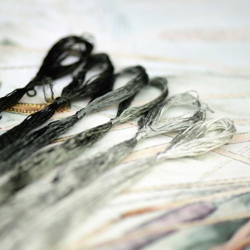 Natural Silk Thread – 6 Colors, 110m Each, Hand-Dyed Premium Silk Floss for Fine Embroidery, Needlepoint, and Handcrafts - color: 02
