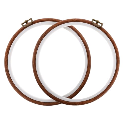 2 Pack Cross Stitch Hoop Imitated Wood Embroidery Frame Embroidery Hoops 6 Inch Round Plastic Embroidery Hoop for Art Craft Sewing and Hanging Ornaments Decor - size: 6 Inch