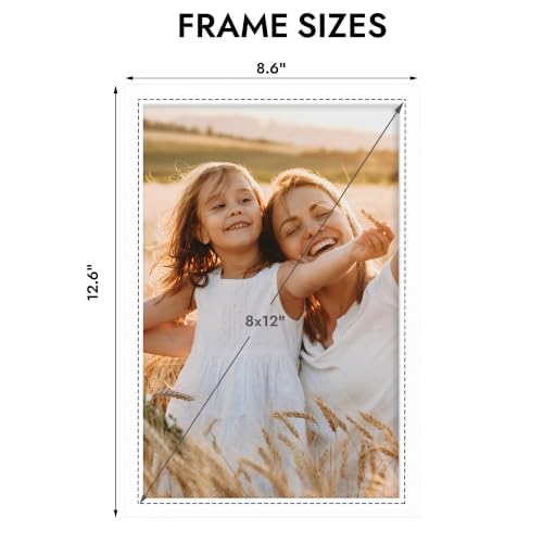 Hongkee 8x12 Picture Frame, 8 x 12 Solid Wood Frame with Real Glass - color: White, size: 8 x 12