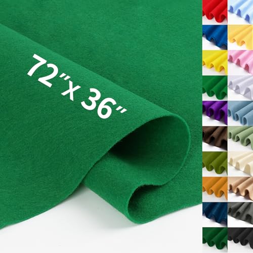 Emerald Green Fabric Sheet 72" X 36", 1.4mm Thick Large Soft Durable Flexible Craft Felt by The Yard, Nonwoven Fabric for DIY Sewing, Arts and Crafts, Decoration Projects - color: Emerald Green, size: 2 yard pre cut