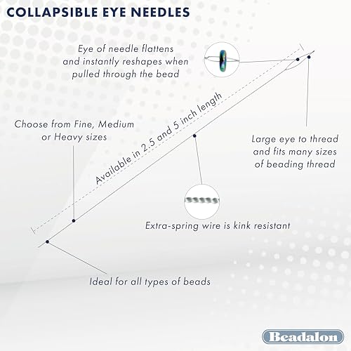 Beadalon Collapsible Eye Beading Needles - 5 Inches, Variety 3 pk, 3 pc - style: 5 inches