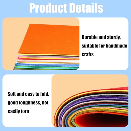 60 PCS Felt Fabric Sheets Craft Kit, Thick Nonwoven Felt, for Crafts