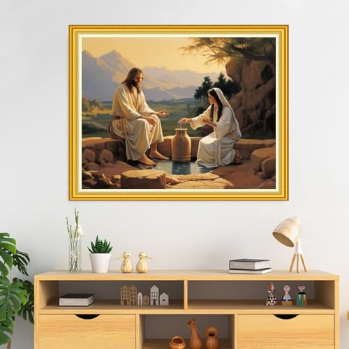 DMCVIVR Stamped Cross Stitch Kits for Beginners Adults Needlepoint Kits for Beginners Embroidery Kits for Adults Crossstitch Kit for Beginners 11CT-Jesuit Women 16x20 inch, ArtKits15 - color: ArtKits15