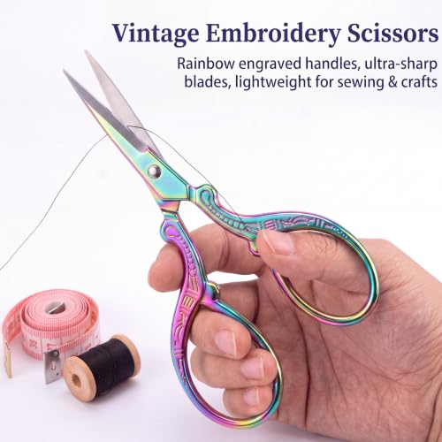 Honoson 4 Pcs Small Embroidery Scissors, 3.6", Simple, Fresh Colors - color: Fresh Colors
