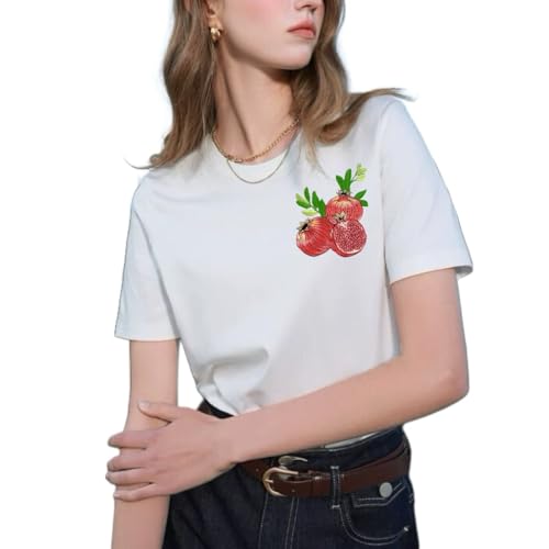 Embroidered Iron on Patches Applique, Pomegranate Embroidered - color: Pomegranate