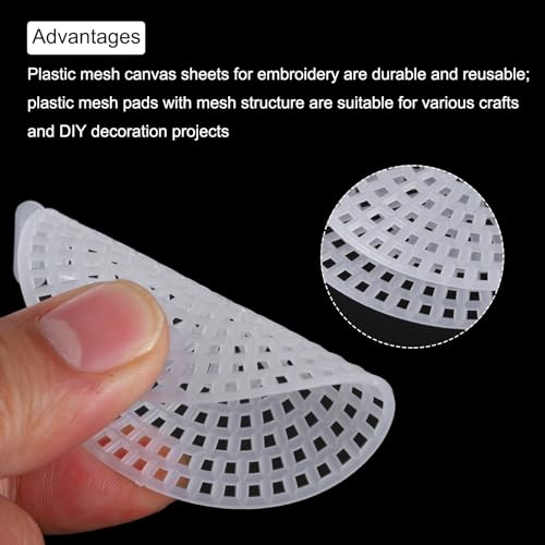 MECCANIXITY 30pcs 2.4" Plastic Mesh Canvas Sheet 16 Count Round Needlepoint Blank Canvas for Embroidery Knit Crochet Acrylic Yarn Crafting, White - size: 2.4"