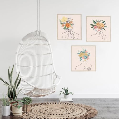 EOBTAIN 3 Pcs Embroidery Kit for Beginners Adults Boho Floral Hand Stamped Embroidery Satrter Kits DIY Cross Stitch Kits with Embroidery Hoop,Needles and Threads,Gifts for Woman at Home Embroidery Kit - color: Girl