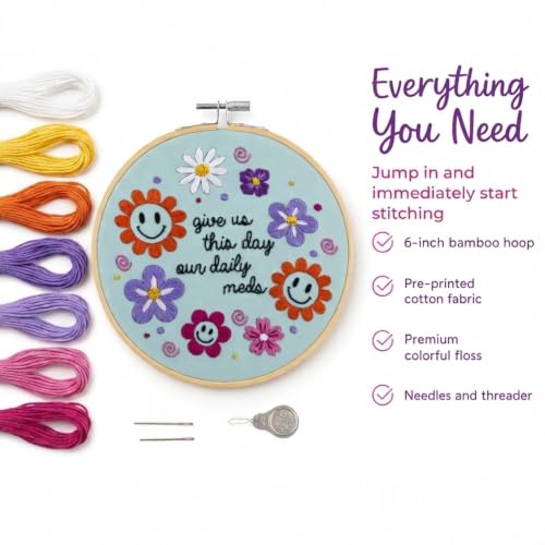FUNATIC Give Us This Day Our Daily Meds Funny Embroidery Kit for Adults - color: Daily Meds