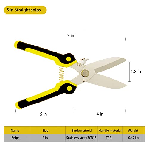TOOLMAK 9 Inch Aviation Tin Snips, Heavy Duty Metal Cutter - size: Tin Snips-B