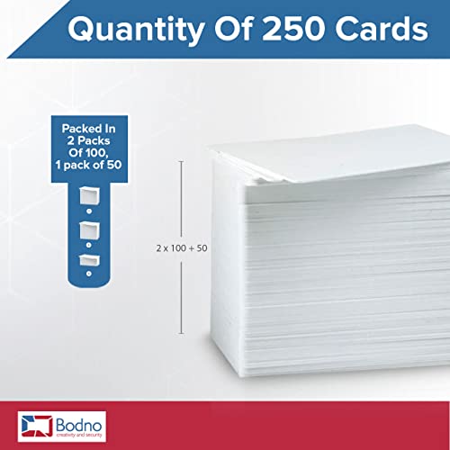 250 Pack - Bodno Premium CR80 30 Mil Graphic Quality PVC Cards - size: 250 Pack