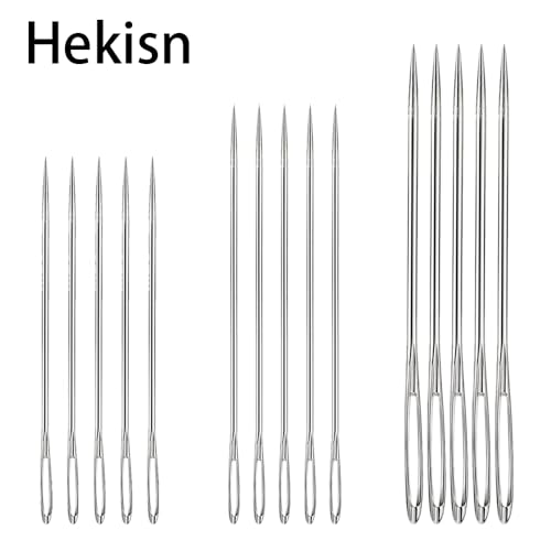 Large Eye Sewing Needles, Sewing Needles, Hekisn Stainless Steel Embroidery Thread Needle, Handmade Yarn Knitting Needles Leather Needle (15 Pcs) - size: 15 Pieces