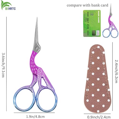 BIHRTC 3.6" Detail Shears Small Stainless Steel Small Embroidery Scissor - color: Blue Pink, size: 3.6inch