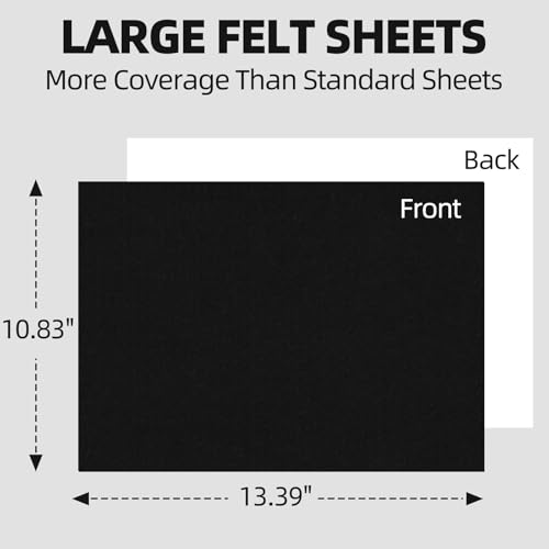 Self Adhesive Felt Sheets, 6PCS 13.4"x10.8" 2mm Thick Black - color: Black