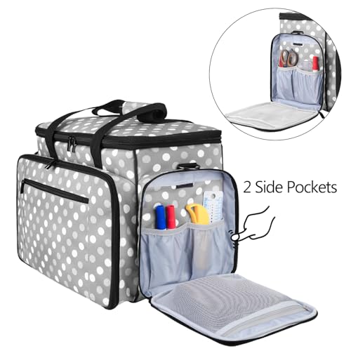 LUXJA Sewing Machine Case with Removable Padding Pad, Gray Dots - color: Gray Dots, style: Sewing Machine Bag
