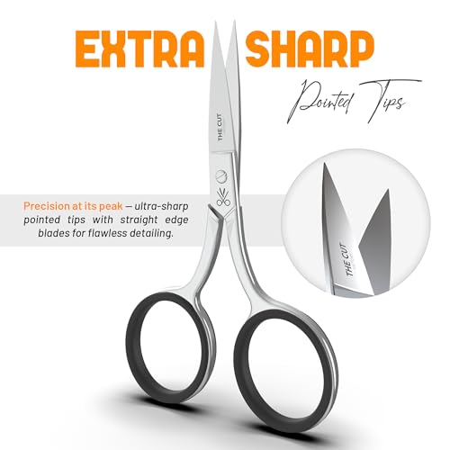 The Cut Factory® Precision Facial Hair Scissor Premium Stainless Steel Grooming Tool for Eyebrows, Mustache & Beard One Tool, All Power – No Fillers, (1x scissors only)