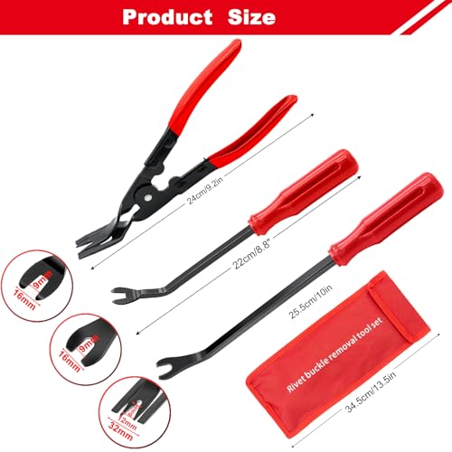 3 Pcs Clip Remover Tool, Clip Pliers Set Fastener Removal Tool, Auto Trim Removal Tool Kit Pry Tool Set Car Door Panel Dashboard Repair Kit