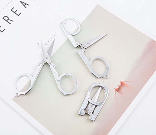 Shapenty Stainless Steel Folding Portable Travel Scissors Small Pocket Foldable Paper String Craft Shred Scissors, 15 Pack