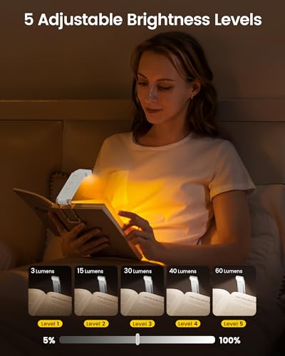 Glocusent Book Light for Night Reading, 12 LED Rechargeable Lamp - color: White