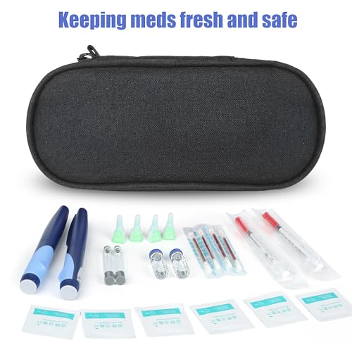 CDBXPRG Insulin Pen Cooler Travel Case, 2 TSA Approved Ice Packs Black - color: Black