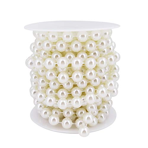 10MM Beaded Trim Ivory Crafts Faux Pearl Beads Garland Roll Strand 20FT - color: Ivory, size: 10mm