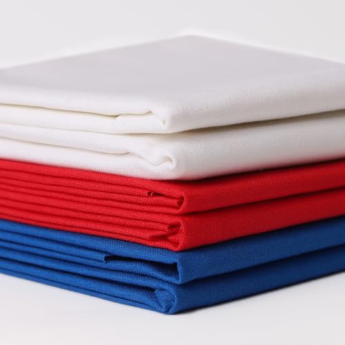 6 Pcs 18 x 21 Inches Cotton Fabric Precut Quilting Fabric Bundles Solid Colors Quilt Material for DIY Craft Sewing Embroidery (Red White Blue) - color: Red White Blue