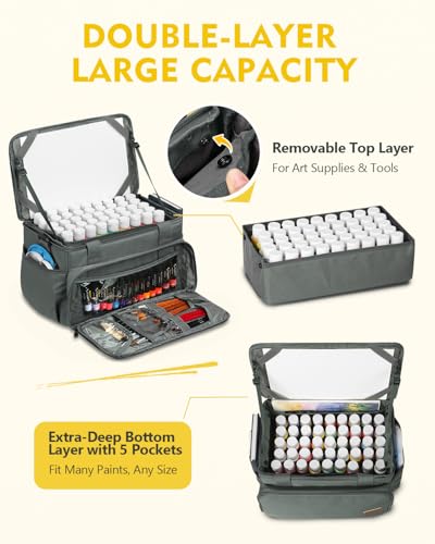 Magicfly Large Art Bag, Waterproof Paint Organizer Bag with Drawing Easel - color: Grey