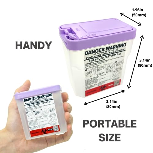 0.2L Size Portable Pen-Needle Disposal Container [Pack of 3] Diabetes Care (0.2L, Purple+Clear, 3) - color: Purple+Clear
