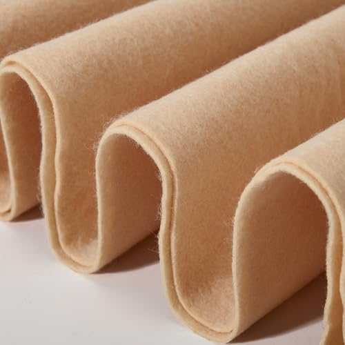 Soft Felt Fabric Sheets 1.6mm Thick Sewing Patwork Material Large Craft Felt Roll Fabric by The Yard (Tan, 18"X 36" Inches) - color: Tan, size: 18"X 36" Inches
