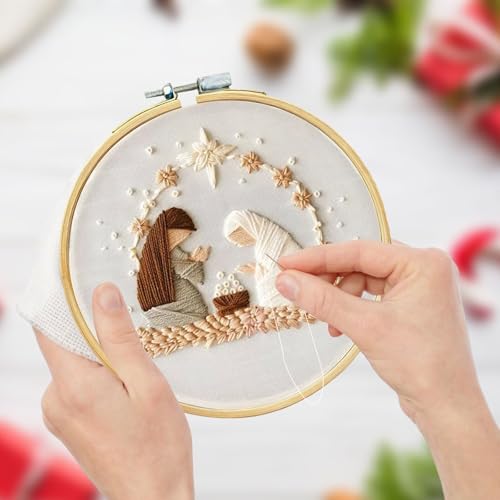 Nativity Scene Embroidery Kit, Christmas Cross Stitch Kits for Beginners - color: Birth Manger